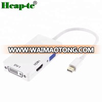 3-in-1 Mini DisplayPort Thunderbolt to HDMI / VGA / DVI Adapter Cable Converter Full HD 1080p for Apple Mac Book MacBo